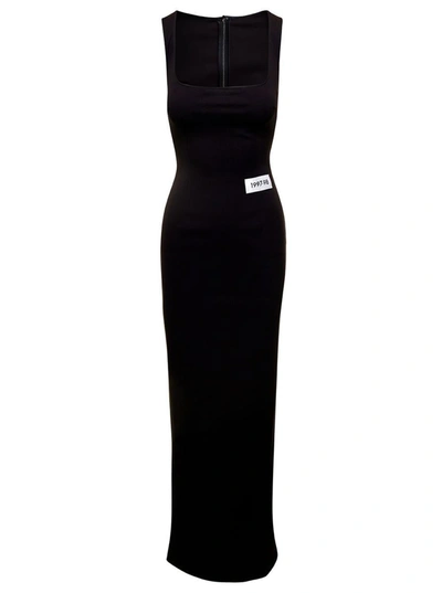 Dolce & Gabbana Langes Kleid Mit Nummern-patch In Black