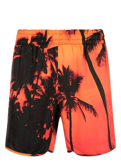 Blue Sky Inn Palm-tree Print Swim Shorts In Orange