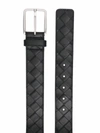 Bottega Veneta Intrecciato Leather Belt In Black