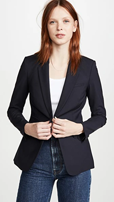 Veronica Beard Classic Stretch-wool Crepe Blazer In Navy