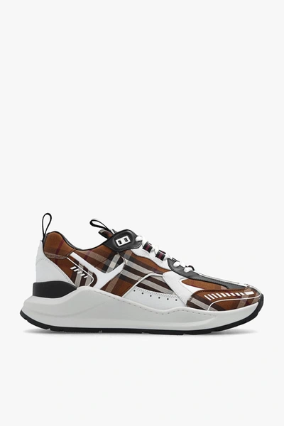 Burberry Sean Check-print Leather Low-top Trainers In White