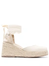 CASTAÃ±ER CASTAÑER TINA WEDGE ESPADRILLE IN IVORY CANVAS