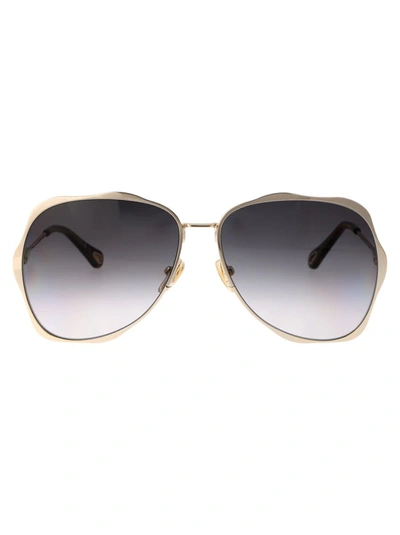 Chloé Ch0183s Sunglasses In 001 Gold Gold Grey