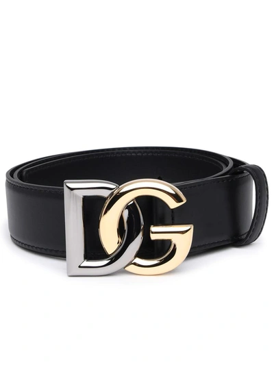 Dolce & Gabbana Logo-buckle Leather Belt In Black