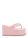 Coperni 105mm Branded Satin Wedge Thong Sandals In Pink