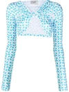 Coperni White & Blue Draped Long Sleeve T-shirt In Azur/white