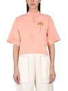 Palm Angels Pxp Palm Tree-print Cropped T-shirt In Red