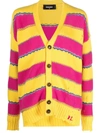 Dsquared2 Distressed Oversized Knit Cardigan In <p>striped V-neck Cardigan From  Featuring Mohair-cotton Blend, Knitted Construction, Horiz