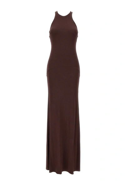 Elisabetta Franchi Open-back Sleeveless Dress In Marrone