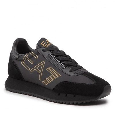 Ea7 Logo-print Low-top Sneakers In Black