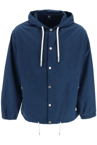 Emporio Armani Sustainable Collection Recycled Canvas Hooded Blouson In Blue