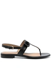 Emporio Armani Nappa-leather Flip-flop Sandals With Ea Logo In Black