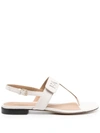 Emporio Armani Nappa-leather Flip-flop Sandals With Ea Logo In White