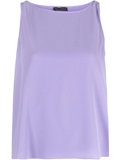 Emporio Armani Boat-neck Sleeveless Top In Violet