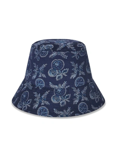 Etro Floral-jacquard Bucket Hat In Navy Blue