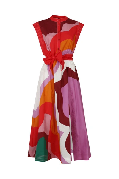 Etro Sleeveless Belted Midi Dress In Pink