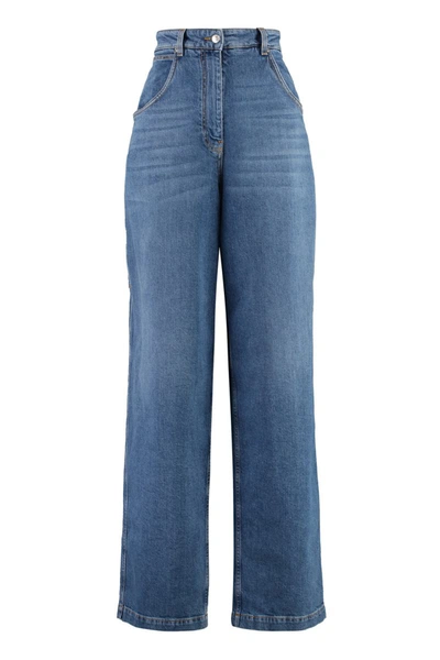 Etro Logo-appliqué Wide-leg Jeans In Blue