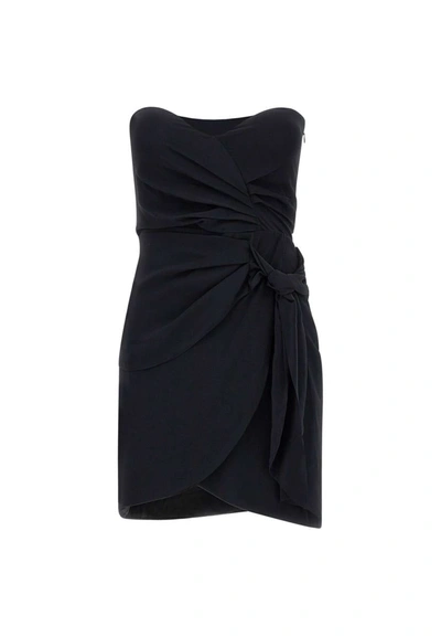 Federica Tosi Ruched-detail Strapless Dress In Nero