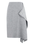 Fendi Logo Pattern Midi Drape Wool Skirt In Grey