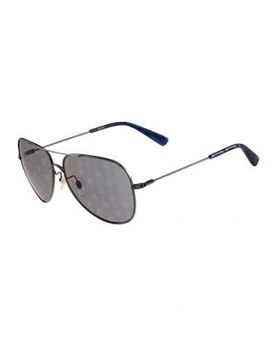 Mcm Metal Aviator Logo Sunglasses In Gray