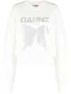 Ganni Woman Sweatshirt Ivory Size L Organic Cotton In White