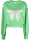 Ganni Butterfly-print Organic Cotton Sweatshirt In Green