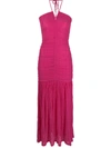 Ganni Stretch Lace Halter Maxi Dress In Pink