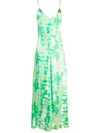 Ganni Stretch Satin Maxi Slip Dress In Green