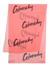 Givenchy Logo-print Silk Scarf In Coral/black