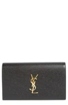 SAINT LAURENT 'MONOGRAM' LEATHER CLUTCH - BLACK,400409BOW0J