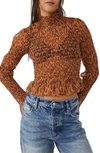 Free People Hello There Smocked Floral Print Top In Leopard Combo
