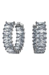 Swarovski Matrix Crystal Baguette Hoop Earrings In Gray