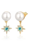 Gabi Rielle Women's Bejeweled 14k Yellow Goldplated Sterling Silver, 6mm Freshwater Pearl & Pave Crystal Star Dr In Gold