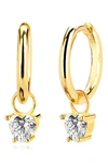 Gabi Rielle 14k Over Silver Cz Dangling Heart Hoops In Gold