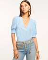 Ramy Brook Flora Puff Sleeve Top In Misty Blue