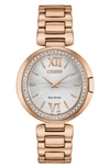 Citizen Capella Collection Eco-drive Diamond Bezel Bracelet Watch, 34mm In Rose Gold