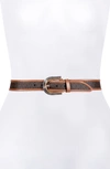 Michael Kors Two-tone Logo Belt In Brown/ Gold