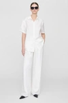 Anine Bing Carrie Trouser Wide Leg Pants In White Linen In White