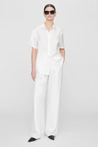 ANINE BING ANINE BING CARRIE PANT IN WHITE LINEN BLEND