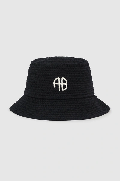 Anine Bing Darra Crochet Bucket Hat In Black