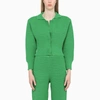 Art Essay Green Knitted Cardigan White Knitted Cardigan In Green