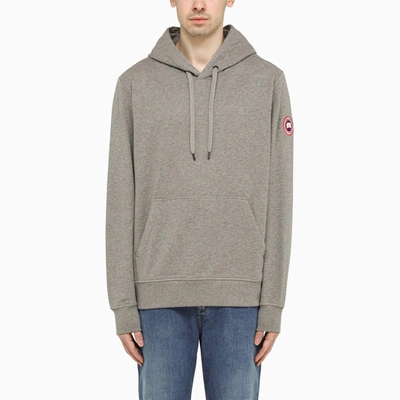 Canada Goose Logo Patch Drawstring Hoodie In Grey