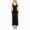 Chloé Cutout Crinkled Silk-linen Knit Maxi Dress In Black