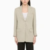 Max Mara Single-breasted Sand Linen Jacket In Beige