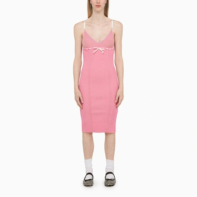 Cormio Naomi Knitted Cotton Blend Midi Dress In Pink