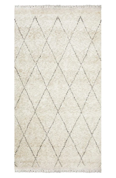 Solo Rugs Shaggy Moroccan Wool Blend Area Rug In Ivory