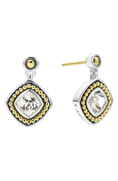 Lagos Caviar Color White Topaz Drop Earrings In Gray
