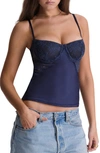 House Of Cb Lace Corset Camisole In Navy