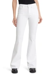 Frame Le One High Waist Flare Jeans In Blanc