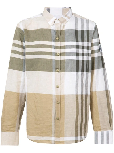 Moncler Button-down Collar Checked Cotton Shirt In Green Multi